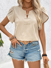Load image into Gallery viewer, Notched Short Sleeve Blouse