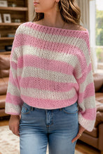 Load image into Gallery viewer, Striped Boat Neck Long Sleeve Sweater
