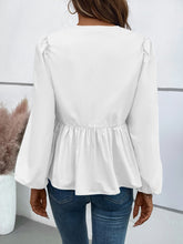 Load image into Gallery viewer, Ivy Lane Peplum Tied Long Sleeve Blouse