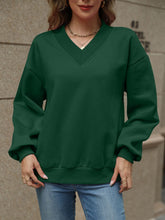 Load image into Gallery viewer, V-Neck Long Sleeve Dropped Shoulder Sweatshirt