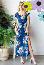 Load image into Gallery viewer, Heimish Full Size Floral Short Sleeve Slit Dress