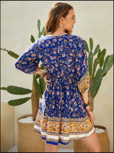 Load image into Gallery viewer, Printed V-Neck Mini Dress