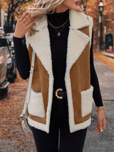 Load image into Gallery viewer, Full Size Contrast Open Front Sherpa Vest Coat