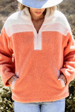 Load image into Gallery viewer, Contrast Half Zip Long Sleeve Sweatshirt