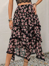 Load image into Gallery viewer, Lace Detail Layered Printed Skirt