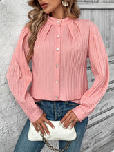 Load image into Gallery viewer, Button Down Mock Neck Long Sleeve Shirt