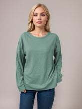 Load image into Gallery viewer, Side Slit Round Neck Long Sleeve T-Shirt