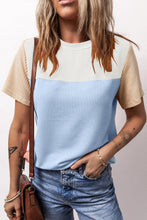 Load image into Gallery viewer, Color Block Round Neck Short Sleeve T-Shirt
