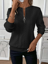 Load image into Gallery viewer, Texture Half Zip Long Sleeve Sweatshirt