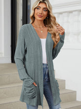Load image into Gallery viewer, Pocketed Open Front Long Sleeve Cardigan