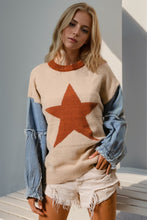 Load image into Gallery viewer, Double Take Full Size Star Pattern Raw Edge Long Sleeve Sweater