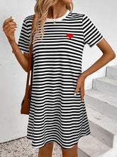 Load image into Gallery viewer, Striped Round Neck Short Sleeve Dress