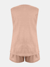 Load image into Gallery viewer, Full Size Waffle-Knit Notched Top and Shorts Set