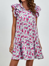 Load image into Gallery viewer, Tied Floral Cap Sleeve Mini Dress