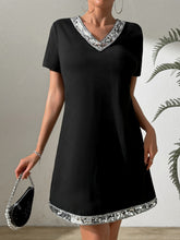 Load image into Gallery viewer, Sequin V-Neck Short Sleeve Mini Dress