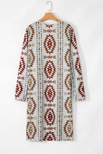 Load image into Gallery viewer, Geometric Open Front Long Sleeve Cover Up
