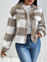 Load image into Gallery viewer, Decorative Pocket Flap Plaid Long Sleeve Jacket