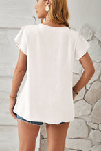 Load image into Gallery viewer, Ruched V-Neck Flounce Sleeve Blouse