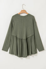 Load image into Gallery viewer, Plus Size Peplum Round Neck Long Sleeve Blouse