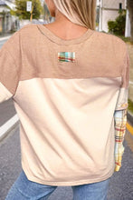 Load image into Gallery viewer, Plus Size Waffle-Knit Detail Plaid Round Neck Top