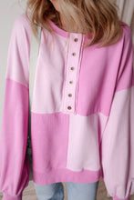 Load image into Gallery viewer, Color Block Half Button Long Sleeve Sweatshirt