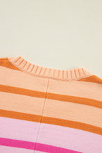Load image into Gallery viewer, Contrast Striped Round Neck Long Sleeve Knit Top