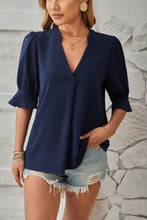 Load image into Gallery viewer, Notched Half Sleeve Blouse