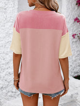 Load image into Gallery viewer, Color Block Round Neck Half Sleeve T-Shirt