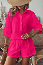 Load image into Gallery viewer, Collared Neck Half Sleeve Top and Shorts Set