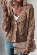 Load image into Gallery viewer, Openwork Button Up Long Sleeve Cardigan
