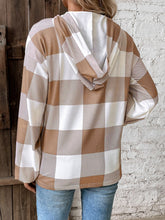 Load image into Gallery viewer, Plaid Dropped Shoulder Long Sleeve Hoodie