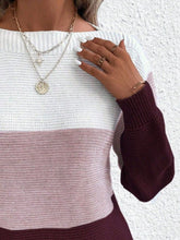 Load image into Gallery viewer, Color Block Boat Neck Sweater