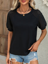Load image into Gallery viewer, Round Neck Lace Patchwork Half Sleeve T-Shirt