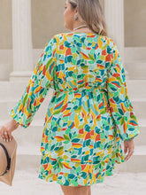 Load image into Gallery viewer, Plus Size Printed Surplice Long Sleeve Mini Dress
