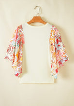 Load image into Gallery viewer, Printed Round Neck Flutter Sleeve Blouse
