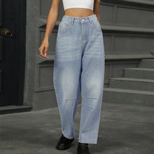 Load image into Gallery viewer, Half Elastic Waist Straight Leg Jeans