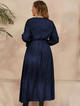 Load image into Gallery viewer, Plus Size Ruffled Polka Dot Long Sleeve Midi Dress