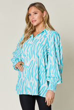 Load image into Gallery viewer, Double Take Full Size Printed Smocked Long Sleeve Blouse