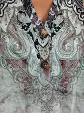 Load image into Gallery viewer, Full Size Printed Notched Short Sleeve Blouse