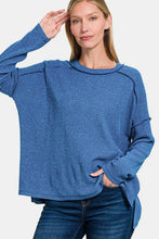 Load image into Gallery viewer, Zenana Full Size Exposed Seam Brushed Round Neck Sweater