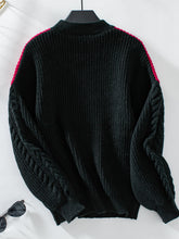 Load image into Gallery viewer, Contrast Round Neck Long Sleeve Sweater