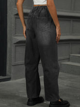 Load image into Gallery viewer, Half Elastic Waist Straight Leg Jeans