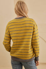 Load image into Gallery viewer, Flower Stripe Round Neck Long Sleeve Sweater