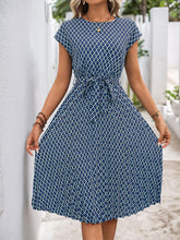 Load image into Gallery viewer, Perfee Printed Round Neck Short Sleeve Midi Dress