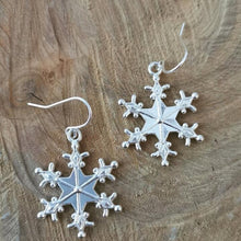 Load image into Gallery viewer, Silver-Plated Snowflakes Earrings