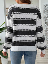 Load image into Gallery viewer, Striped Round Neck Long Sleeve Sweater