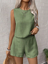 Load image into Gallery viewer, Round Neck Sleeveless Top and Shorts Set