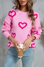 Load image into Gallery viewer, Angel Wings Heart Round Neck Dropped Shoulder Long Sleeve Sweater