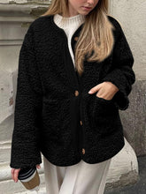 Load image into Gallery viewer, Contrast Button Up Sherpa Jacket with Pockets