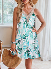 Load image into Gallery viewer, Lace Detail Printed V-Neck Sleeveless Dress